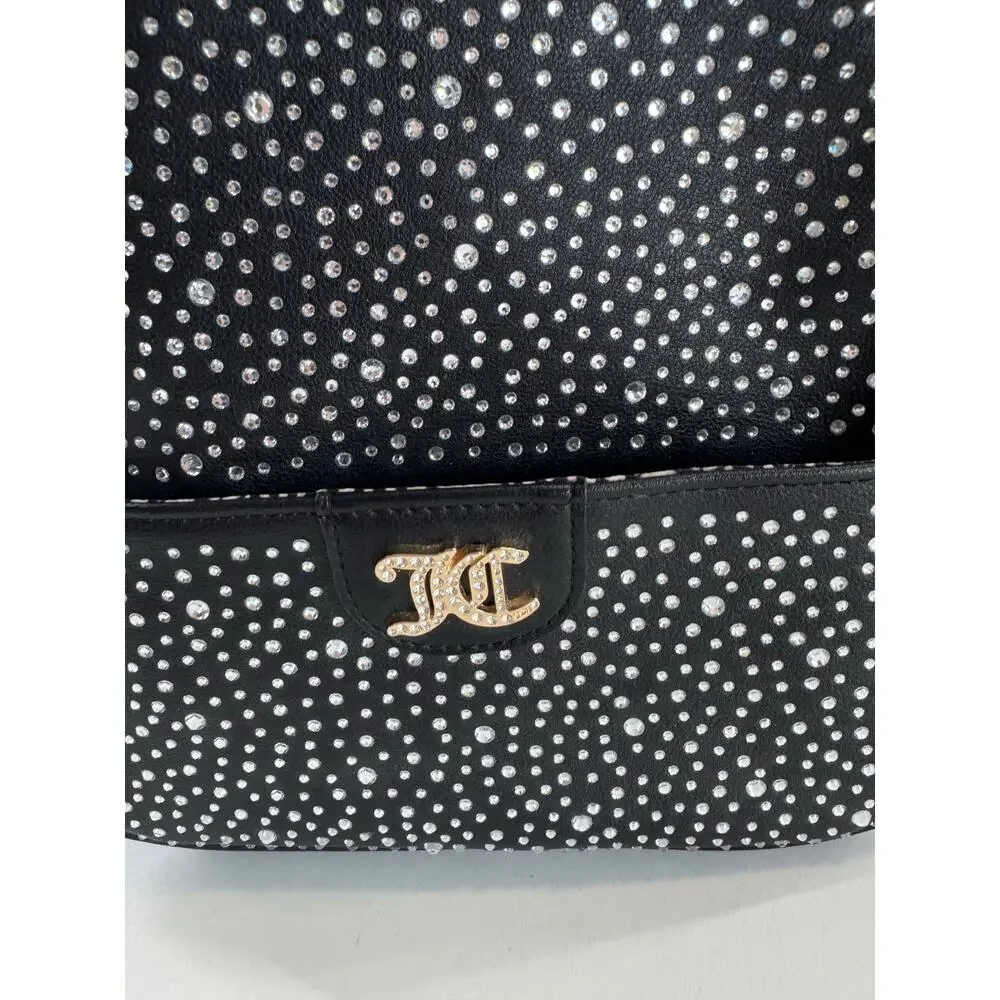 Juicy Couture Black Rhinestone Dazzle Backpack Bling Sparkle - Picture 3 of 8
